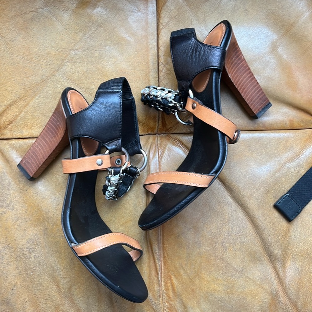 Maje Birdy chain leather Strappy heeled sandals